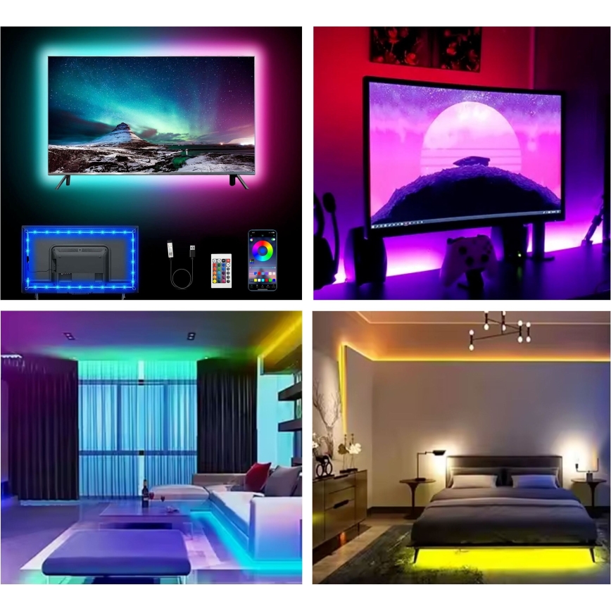LED RGB Zatemnitveni trak LED/6W/5V USB 2 m + Daljinski upravljalnik
