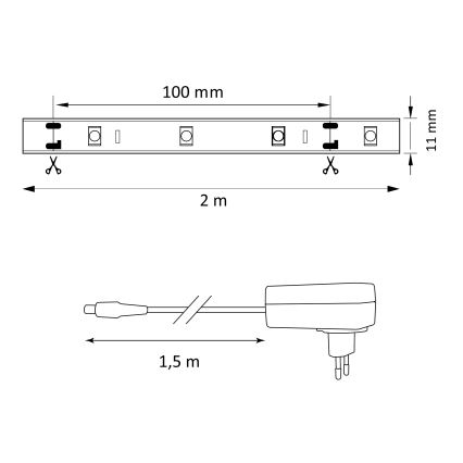 LED RGB Zatemnitveni trak MAGIC 2 m LED/12W/230V + Daljinski upravljalnik