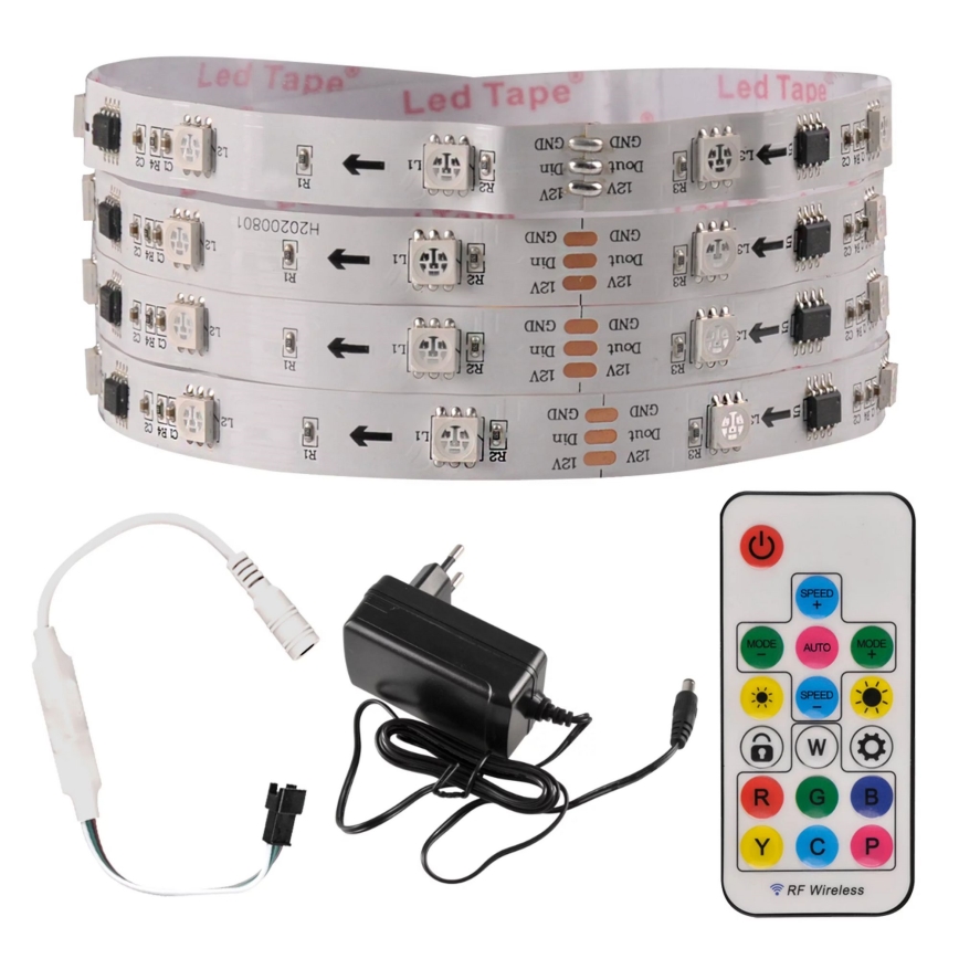 LED RGB Zatemnitveni trak MAGIC 5 m LED/24W/230V + Daljinski upravljalnik