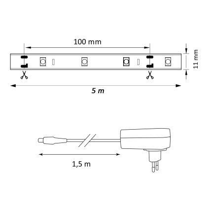 LED RGB Zatemnitveni trak MAGIC 5 m LED/24W/230V + Daljinski upravljalnik