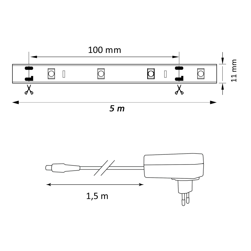 LED RGB Zatemnitveni trak MAGIC 5 m LED/24W/230V + Daljinski upravljalnik
