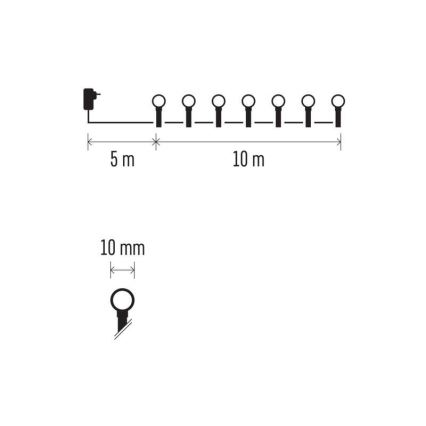 LED RGB Zunanja božična veriga 96xLED/64 načinov 15m IP44 + Daljinski upravljalnik