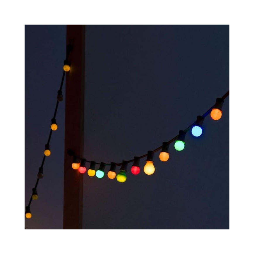 LED RGB Zunanja veriga STRING 13 m 15xLED/0,5W/230V IP44 + Daljinski upravljalnik