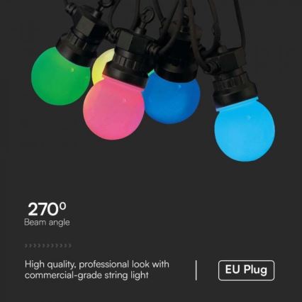 LED RGB Zunanja veriga STRING 13 m 15xLED/0,5W/230V IP44 + Daljinski upravljalnik