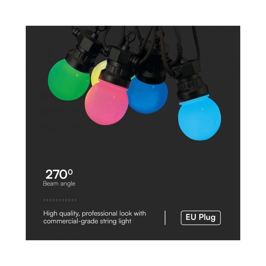 LED RGB Zunanja veriga STRING 13 m 15xLED/0,5W/230V IP44 + Daljinski upravljalnik