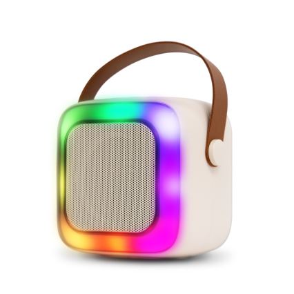 CONNECT IT CSP-1010-BG - LED RGB zvočnik z dvema brezžičnima mikrofonoma 2Mic 5W/1200 mAh + 2x 400 mAh kremno/zlata