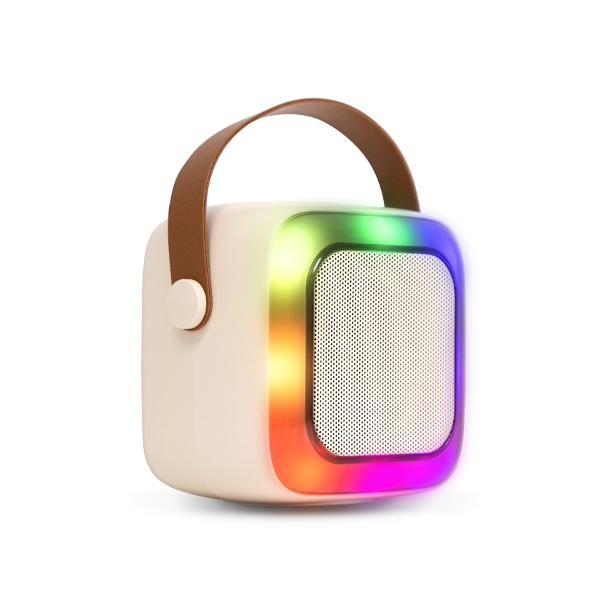 CONNECT IT CSP-1010-BG - LED RGB zvočnik z dvema brezžičnima mikrofonoma 2Mic 5W/1200 mAh + 2x 400 mAh kremno/zlata