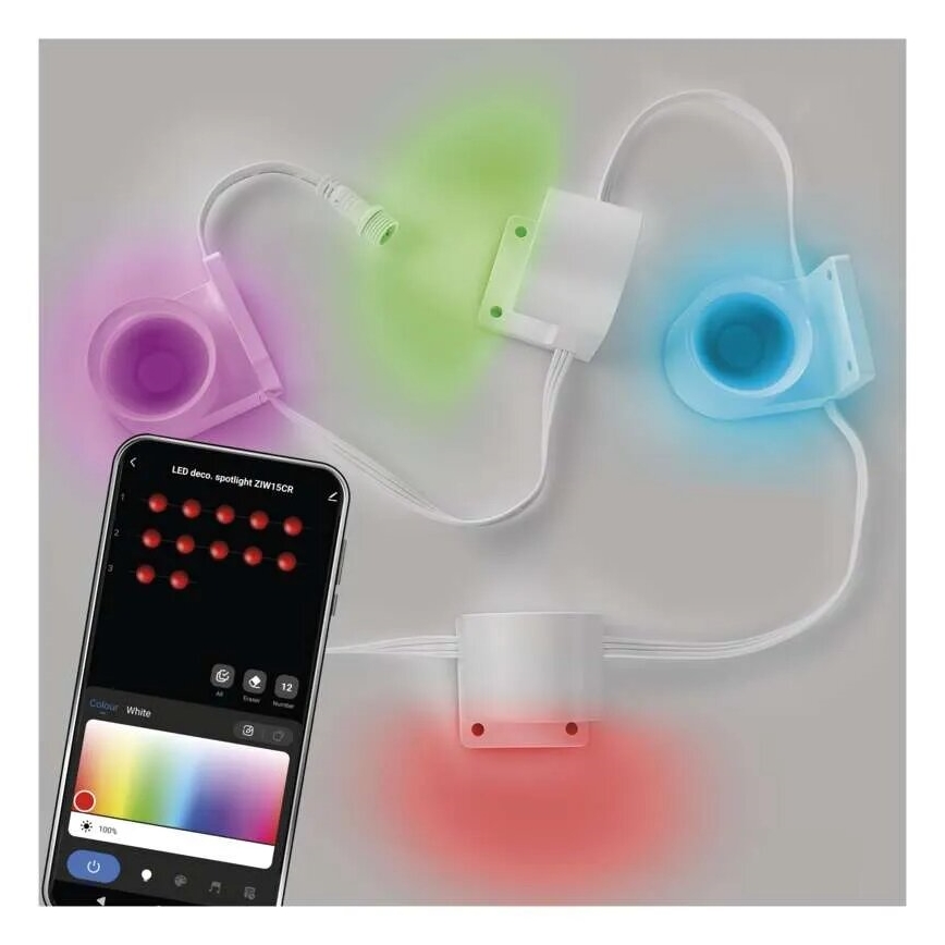 LED RGBIC+CCT Okrasna veriga z spotlighting GoSmart - dodatek 4xLED/7W/230V 85 cm Wi-Fi Tuya