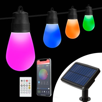 LED RGBIC zatemljiv sončni niz 15xLED/1,3W/3,7/5V 2200 mAh 8 m IP65 črna + daljinski upravljalnik