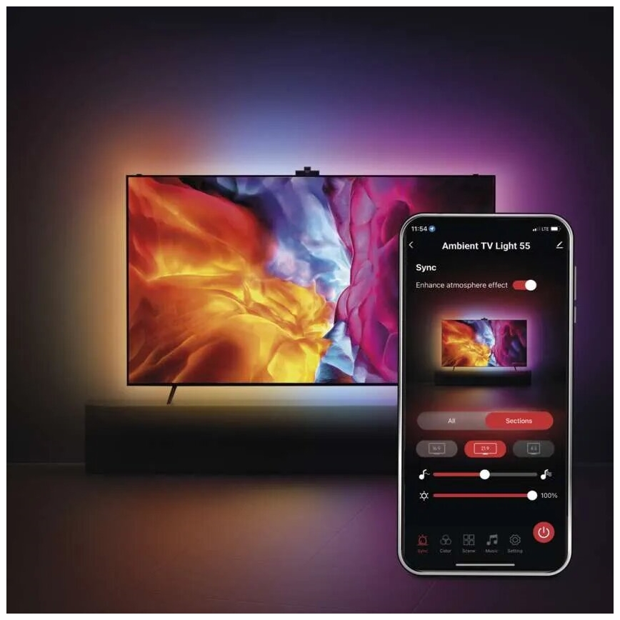 LED RGBIC Zatemnitveni trak za TV GoSmart LED/24W/230V 55“