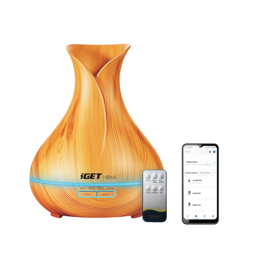 LED RGBW Aroma difuzor in vlažilec zraka LED/230V 500 ml Wi-Fi + Daljinski upravljalnik