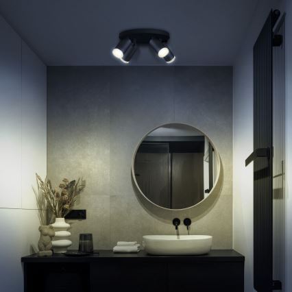 LED RGBW zatemnljivo kopalniško točkovno svetilo TURYN 4xGU10/4,8W/230V 3000K IP44 črna + daljinski upravljalnik
