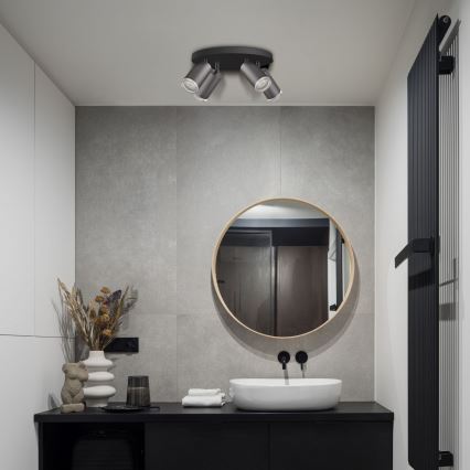 LED RGBW zatemnljivo kopalniško točkovno svetilo TURYN 4xGU10/4,8W/230V 3000K IP44 črna + daljinski upravljalnik