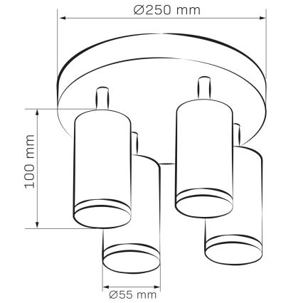 LED RGBW zatemnljivo kopalniško točkovno svetilo TURYN 4xGU10/4,8W/230V 3000K IP44 črna + daljinski upravljalnik