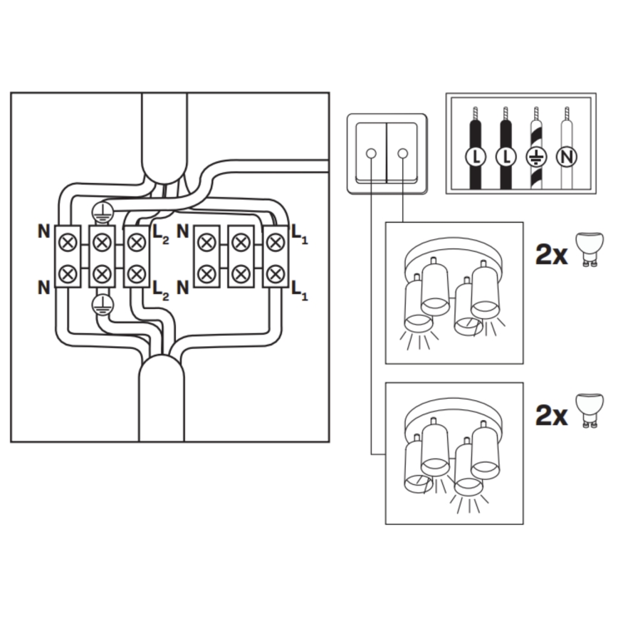 LED RGBW zatemnljivo kopalniško točkovno svetilo TURYN 4xGU10/6W/230V 3000K IP44 črna + daljinski upravljalnik