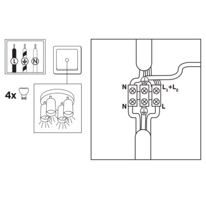 LED RGBW zatemnljivo kopalniško točkovno svetilo TURYN 4xGU10/6W/230V 3000K IP44 črna + daljinski upravljalnik