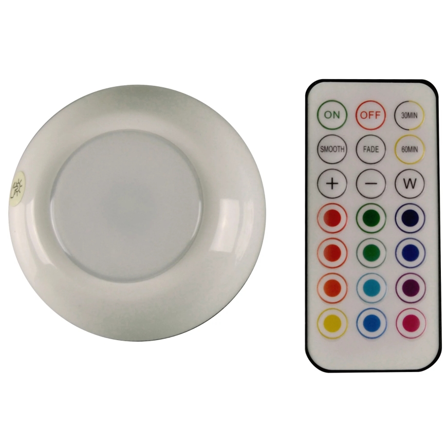 LED RGBW Zatemnitvena osvetlitev pohištva LED/0,5W/4,5V 3xAAA bela + Daljinski upravljalnik