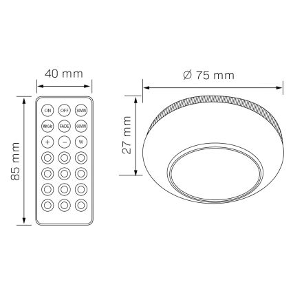 LED RGBW Zatemnitvena osvetlitev pohištva LED/0,5W/4,5V 3xAAA bela + Daljinski upravljalnik