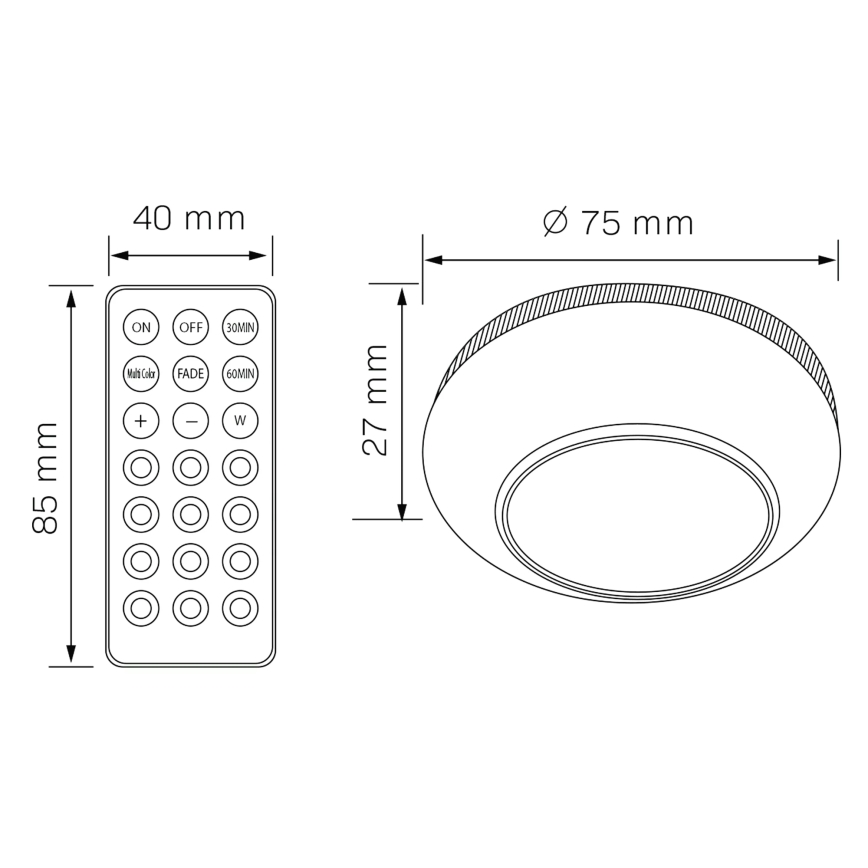 LED RGBW Zatemnitvena osvetlitev pohištva LED/0,5W/4,5V 3xAAA bela + Daljinski upravljalnik