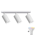 LED RGBW Priklopna svetilka TURYN 3xGU10/6,5W/230V 2700-6500K Wi-Fi IP44 bela