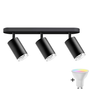 LED RGBW Priklopna svetilka TURYN 3xGU10/6,5W/230V 2700-6500K Wi-Fi IP44 črna
