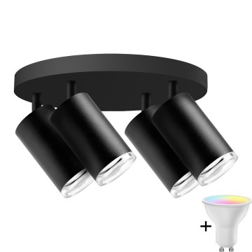 LED RGBW Регульоване світлодіодне вбудоване освітлення для ванної TURYN 4xGU10/6,5W/230V 2700-6500K Wi-Fi IP44 чорне
