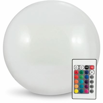 LED RGBW Solarna svetilka BALL LED/3,2V pr. 20 cm IP65 + Daljinski upravljalnik