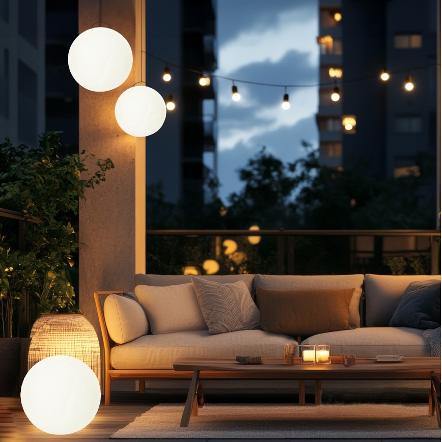 LED RGBW sončna svetilka z nastavljivo jakostjo svetlobe GARDEN BALL LED/5W/3,7V 3000K IP54 2200 mAh premer 30 cm + daljinski upravljalnik