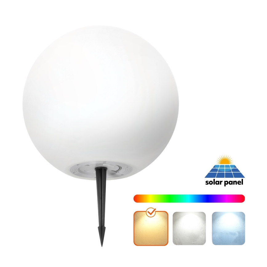 LED RGBW sončna svetilka z nastavljivo jakostjo svetlobe GARDEN BALL LED/5W/3,7V 3000K IP54 2200 mAh premer 30 cm + daljinski upravljalnik