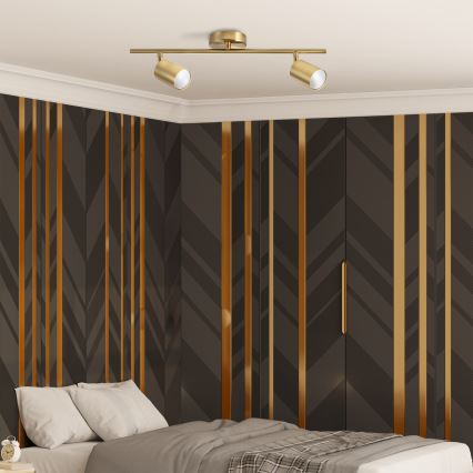 LED RGBW zatemnljiva točkovna svetilka GOLDI 2xGU10/6W/230V 3000K, zlata + daljinski upravljalnik