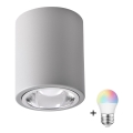 LED RGBW točkovna svetilka JUPITER 1xE27/6,5W/230V 2700-6500K Wi-Fi premer 9,8 cm siva, z možnostjo zatemnitve