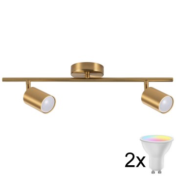 LED RGBW točkovno svetilo GOLDIE z možnostjo zatemnitve 2xGU10/4,8W/230V 3000K zlato + daljinski upravljalnik