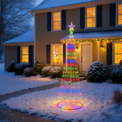 LED RGBW zatemnjiva zunanja božična dekoracija LED/4W/230V 180 cm IP44 smreka + daljinski upravljalnik