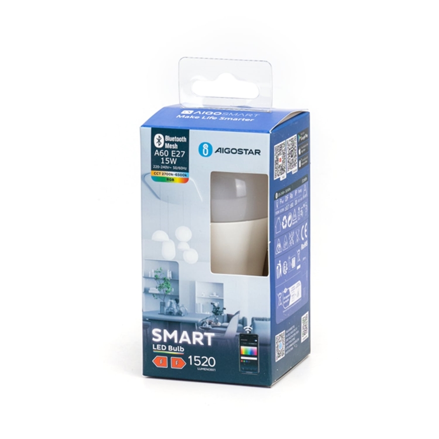 LED RGBW Zatemnitvena žarnica MESH Smart A60 E27/15W/230V 2700-6500K - Aigostar