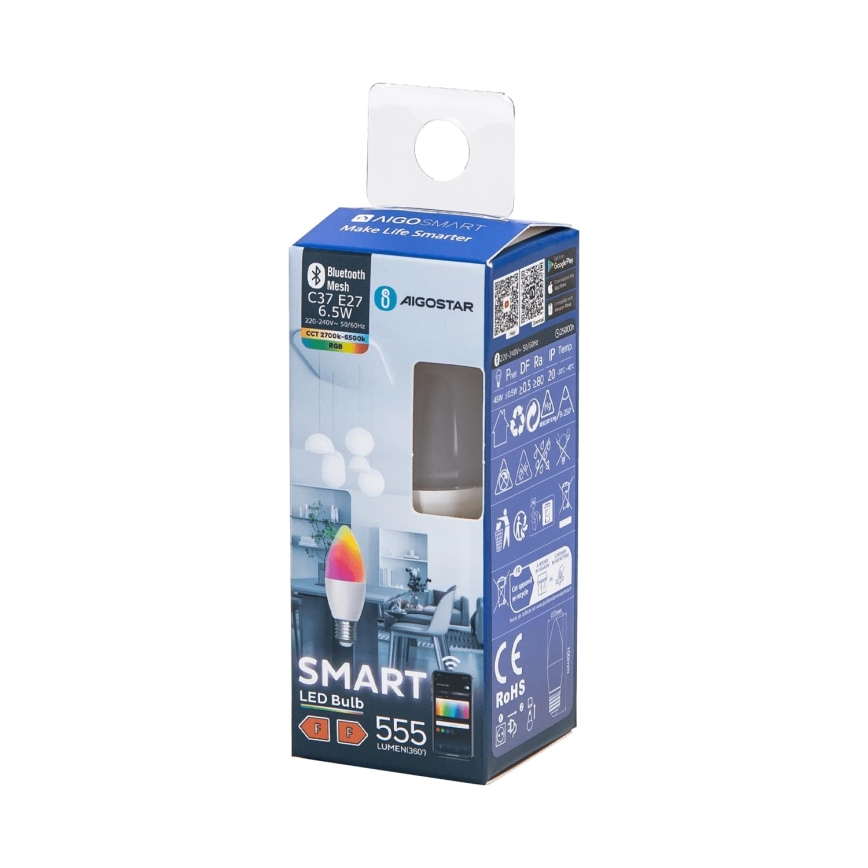 LED RGBW Zatemnitvena žarnica C37 E27/6,5W/230V 2700-6500K - Aigostar