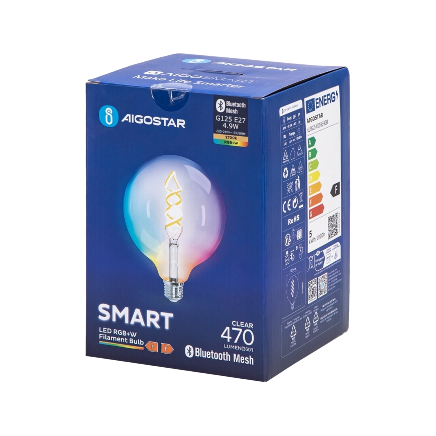 LED RGBW Zatemnitvena žarnica FILAMENT MESH Smart G125 E27/4,9W/230V 2700K - Aigostar