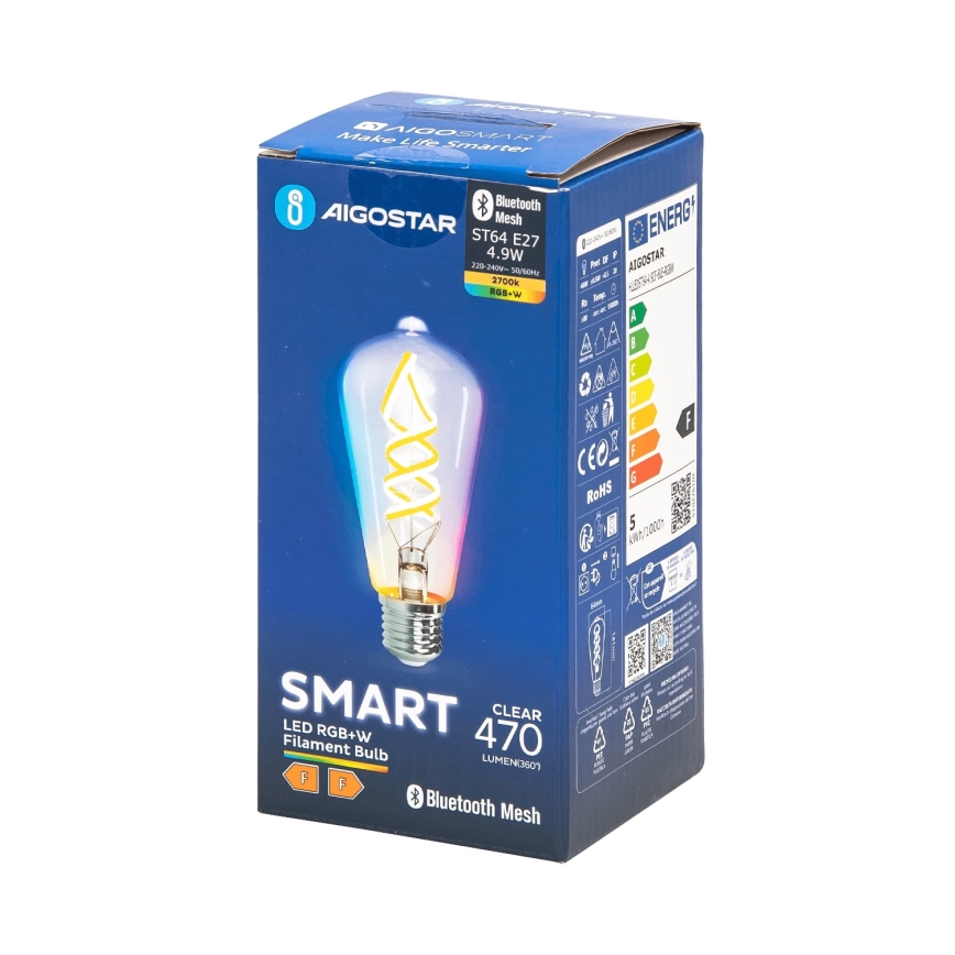 LED RGBW Zatemnitvena žarnica FILAMENT MESH Smart ST64 E27/4,9W/230V 2700K - Aigostar