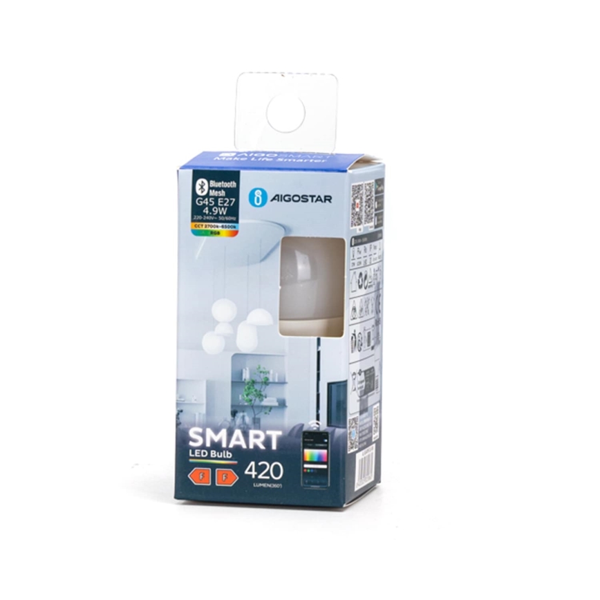 LED RGBW Zatemnitvena žarnica MESH Smart G45 E27/4,9W/230V 2700-6500K - Aigostar