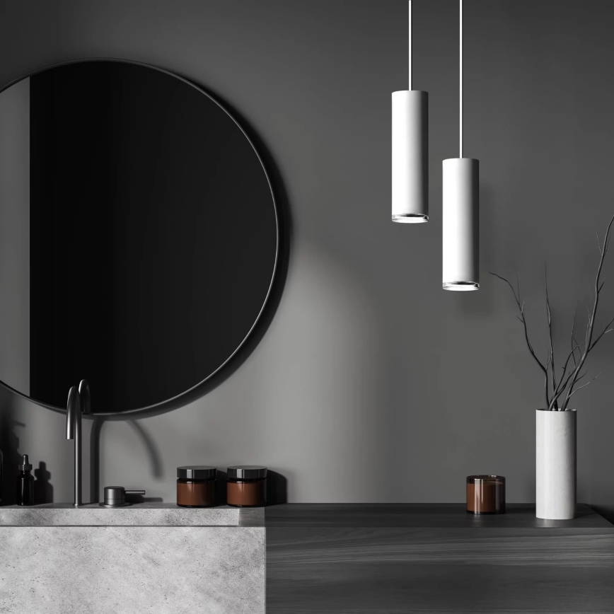 LED RGBW kopalniški lestenec na kablu z možnostjo zatemnitve TURYN 1xGU10/6,5W/230V 2700-6500K Wi-Fi IP44 bela