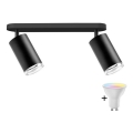 LED RGBW zatemljiv kopalniški vgradni spot TURYN 2xGU10/6,5W/230V 2700-6500K Wi-Fi IP44 črna