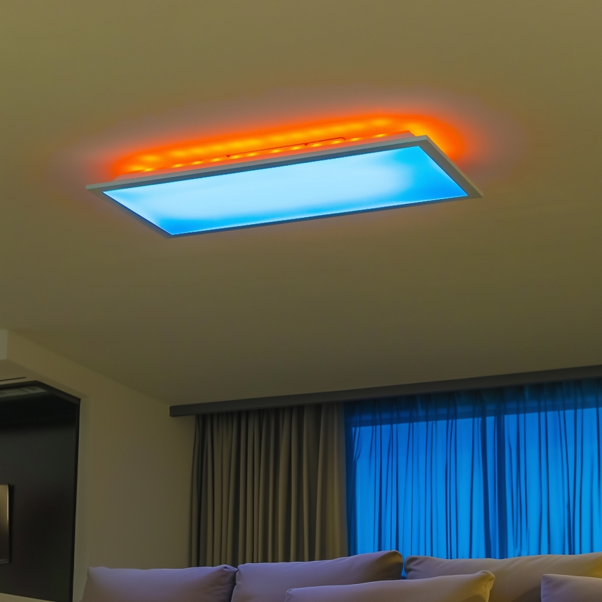 LED RGBW zatemljiv površinsko pritrjen panel LED/22W/230V 2700-6500K 29,5x59,5 cm + daljinski upravljalnik