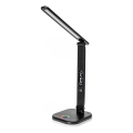 LED RGBW Zatemnitvena namizna svetilka na dotik z brezžični polnjenjem, LCD zaslon in USB vrata MAGNUS LED/6W/5V 3000-6500K črna