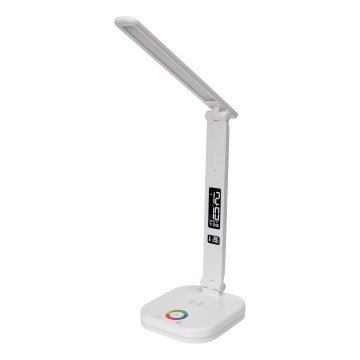 LED RGBW Zatemnitvena namizna svetilka na dotik z brezžični polnjenjem, zaslonom in USB vrata MAGNUS LED/6W/5V 3000-6500K bela
