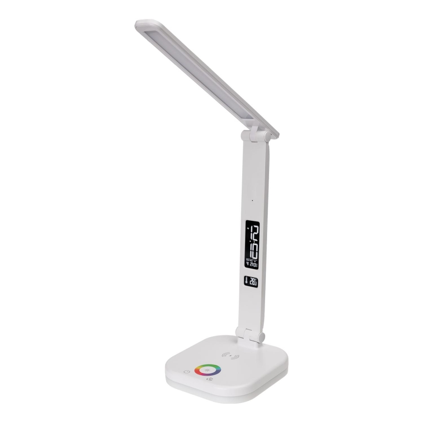 LED RGBW Zatemnitvena namizna svetilka na dotik z brezžični polnjenjem, zaslonom in USB vrata MAGNUS LED/6W/5V 3000-6500K bela