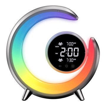 LED RGBW Zatemnitvena namizna svetilka z budilko LED/20W/5V USB srebrna