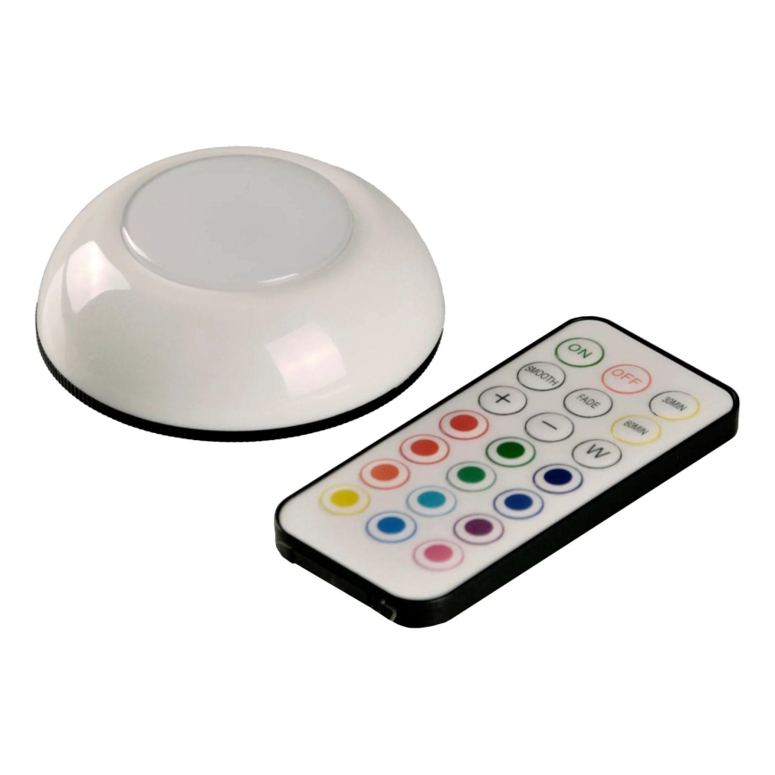 LED RGBW Zatemnitvena osvetlitev pohištva LED/0,5W/4,5V 3xAAA bela + Daljinski upravljalnik
