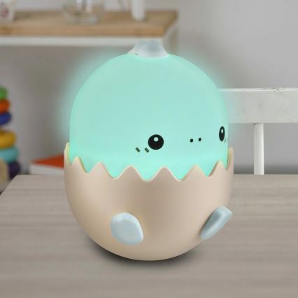 LED RGBW Zatemnitvena otroški na dotik svetilka BABY DINO LED/0,75W/5V USB 1200 mAh modra