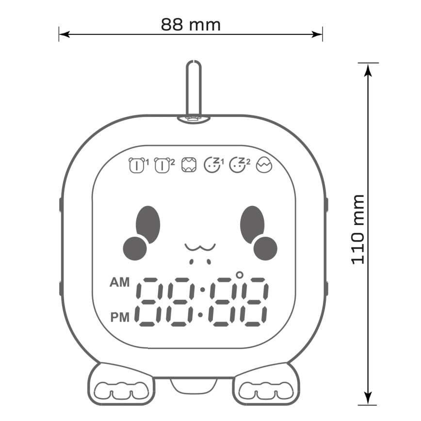 LED RGBW Zatemnitvena otroška nočna mala svetilka z budilko FILIP LED/1,5W/5V 1500 mAh