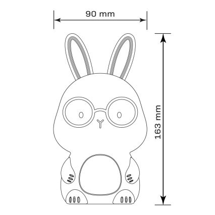 LED RGBW Zatemnitvena otroška svetilka na dotik FLORKA LED/1W/5V USB 1200 mAh zajček modra