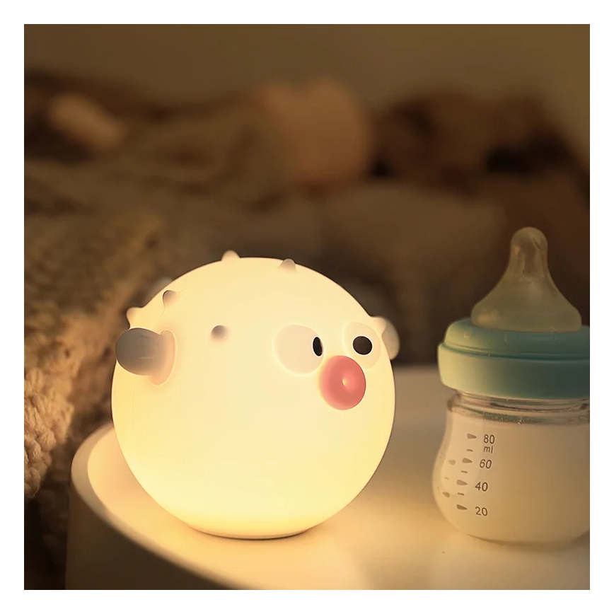 LED RGBW Zatemnitvena otroška svetilka na dotik HELI LED/1W/5V USB 1200 mAh riba modra
